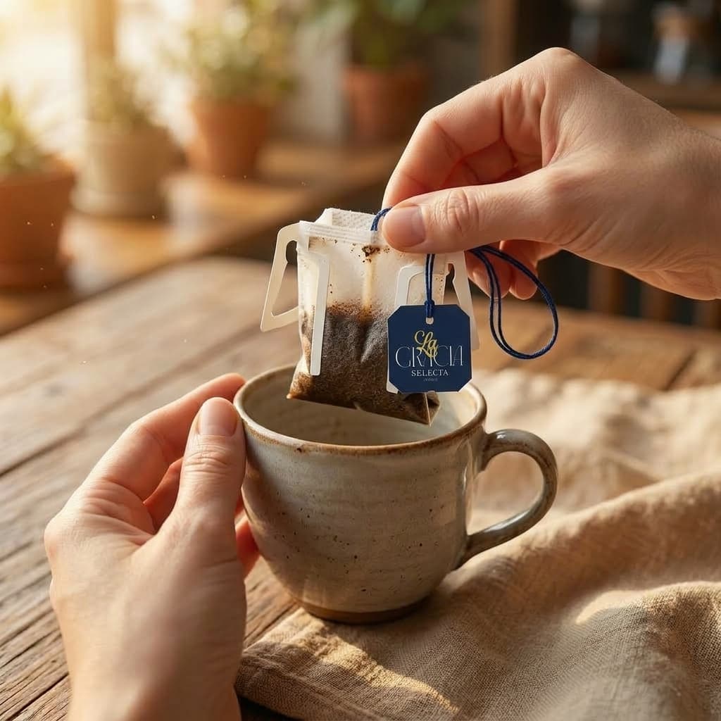 Paso 2: Colocar la bolsita de infusión en la taza