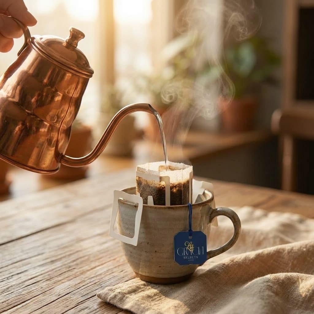 Paso 3: Verter agua caliente sobre el café de infusión